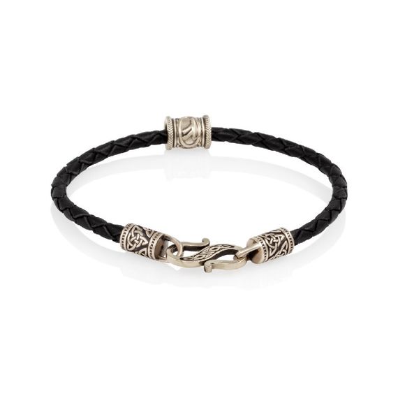 Браслет гайтан черный 3 мм с руной Феху Мельхиор, вид сзади