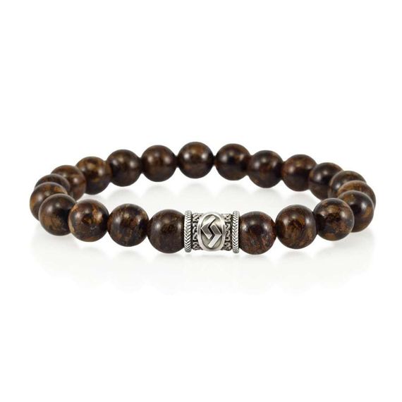 Фотография браслета из натурального бронзита с руной Йера.