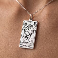 Подвеска Таро - карта Влюблённые, кулон из серебра 925 пробы