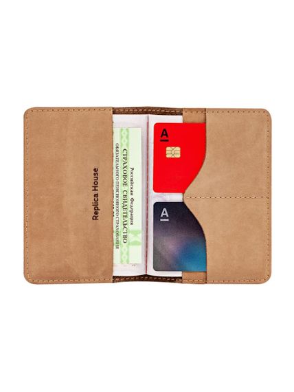 Фото обложка для паспорта Цветок жизни светло коричневый нубук, внутренний вид с наполнением.