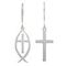 Ихтис и Крест католический - серьги из серебра 925 пробы, фото 1