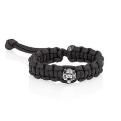 Браслет из чёрного паракорда с шармом Тигр из серебра 925