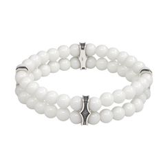 Двойной браслет из керамических бусин 6 мм с шармами из мельхиора