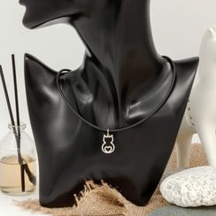 Котик с сердечком внутри - ювелирная подвеска из серебра 925 пробы