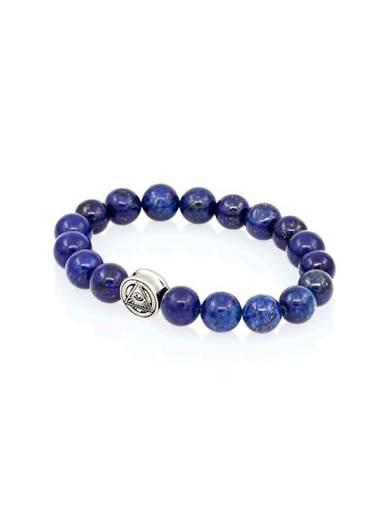 Браслет из лазурита 8 мм с шармом Всевидящее око из серебра, вид сбоку 2