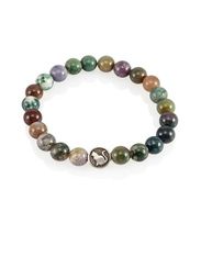 Браслет из натуральной зеленой яшмы с шармом Кошка - Защита и благополучие