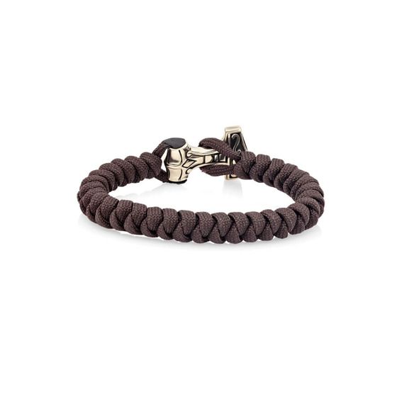 Браслет из тёмно-коричневого паракорда с молотом Тора из мельхиора, фото 3