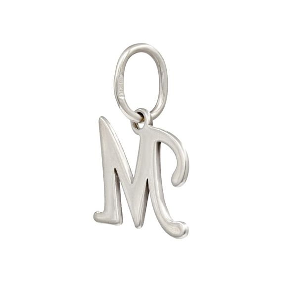 Подвеска в виде буквы М - кулон из серебра 925 пробы, вид полубоком сзади
