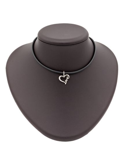 Контур сердца Love подвеска из серебра 925 пробы, на постаменте