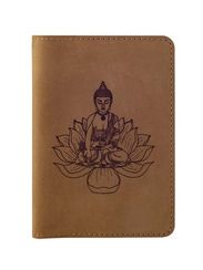Обложка Будда на цветке лотоса коричневый нубук