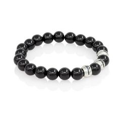 Браслет Денежный магнит из натурального черного кварца с тремя рунами Феху из серебра 925