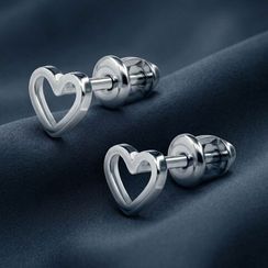 Серьги-пусеты Сердце из серебра (пара и моно)