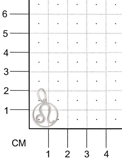 Подвеска Знак зодиака Лев из серебра на размерной сетке