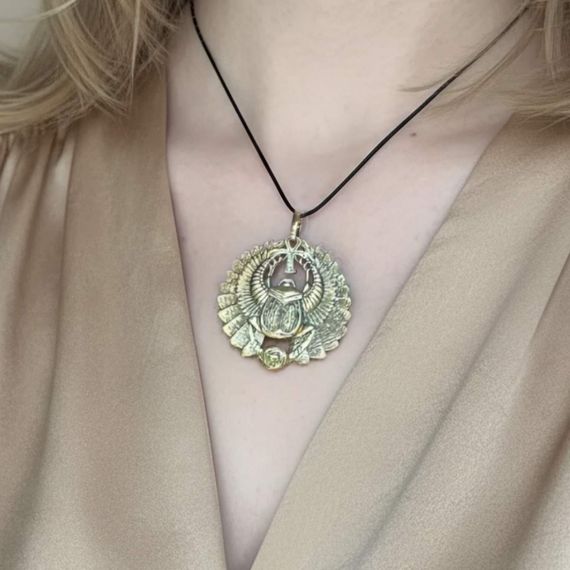 Подвеска Жук Скарабей большой - кулон из бронзы, фото 1