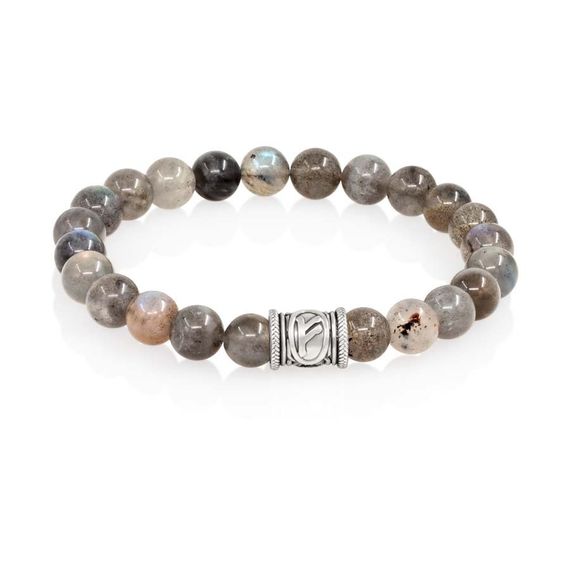 Браслет Денежный импульс из натурального лабрадора с руной Феху из мельхиора, вид 2