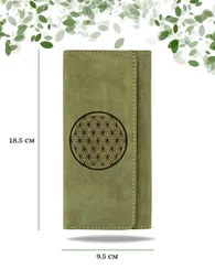 Кошелек Цветок жизни зеленый нубук 05823
