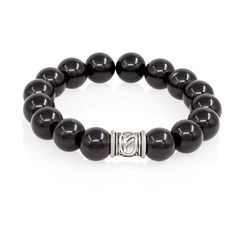 Браслет Денежный импульс из природного мориона с руной Феху из серебра 925