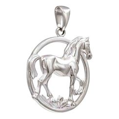 Подвеска Лошадь в круге - кулон из серебра 925 пробы