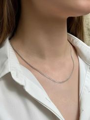 Цепочка на шею с родием из серебра - LOVE/S