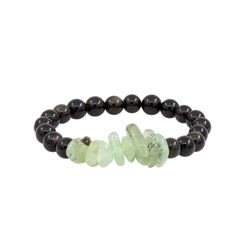 Браслет из натуральных камней пренита и обсидиана
