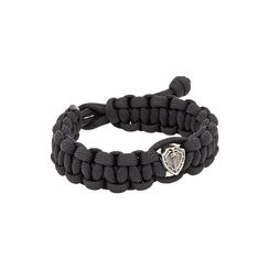 Браслет с шармом Щит и меч из мельхиора - чёрный паракорд