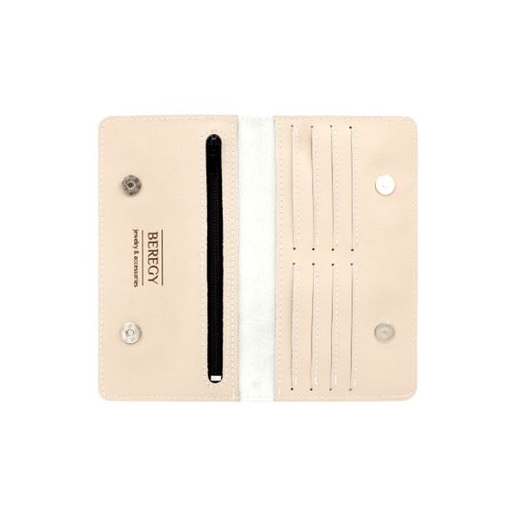 Фото функционального кошелька Лев из молочной кожи, вид внутри, открытый