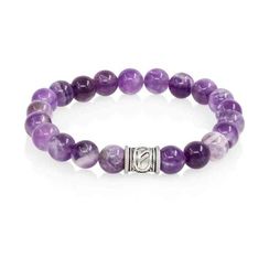 Браслет Денежный импульс из натурального аметиста с руной Феху из мельхиора