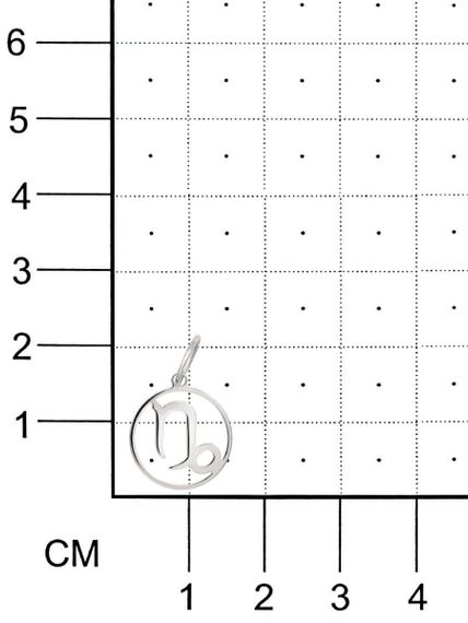 Подвеска Знак зодиака Козерог из серебра на размерной сетке