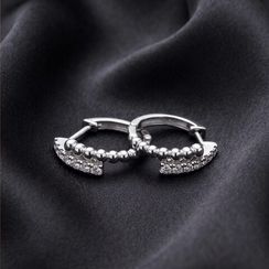 Серьги конго Точки с камнями фианитами из серебра 925