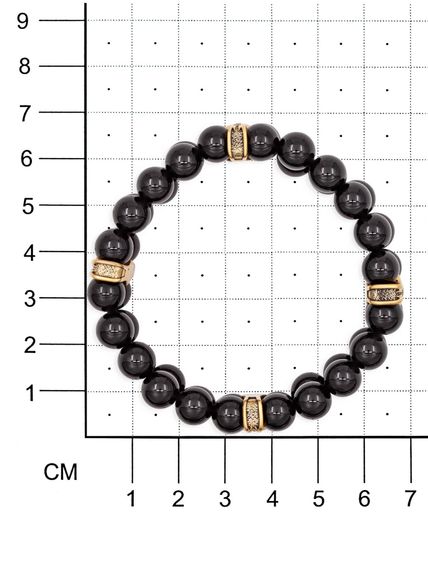 Браслет двойной из натурального чёрного кварца 8 мм с шармом Всевидящее око из бронзы на размерной сетке