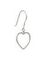 Серьги Контур сердца из серебра, вид полубоком крючком назад