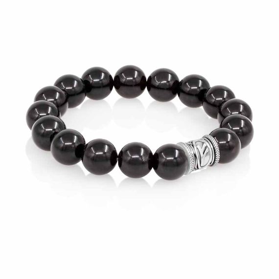 Браслет Денежный импульс из природного мориона с руной Феху из серебра 925, вид 2