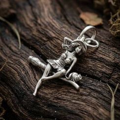 Подвеска Ведьма на метле из серебра