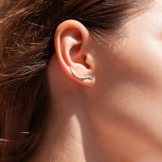 Серьги Волна из серебра 925 пробы