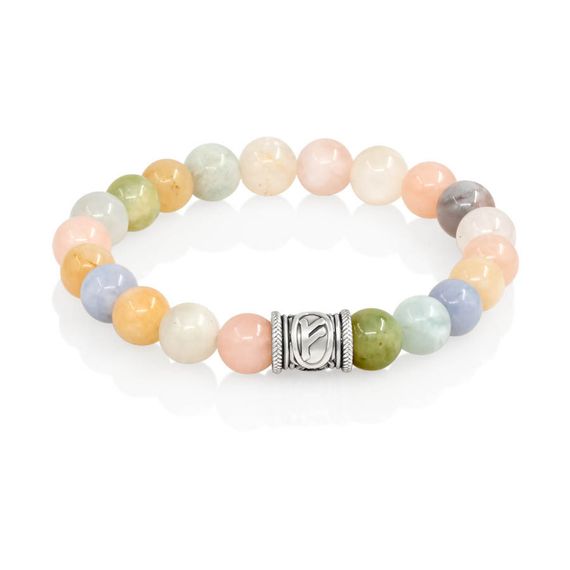 Браслет Денежный импульс из натурального берилла с руной Феху из мельхиора, вид 2