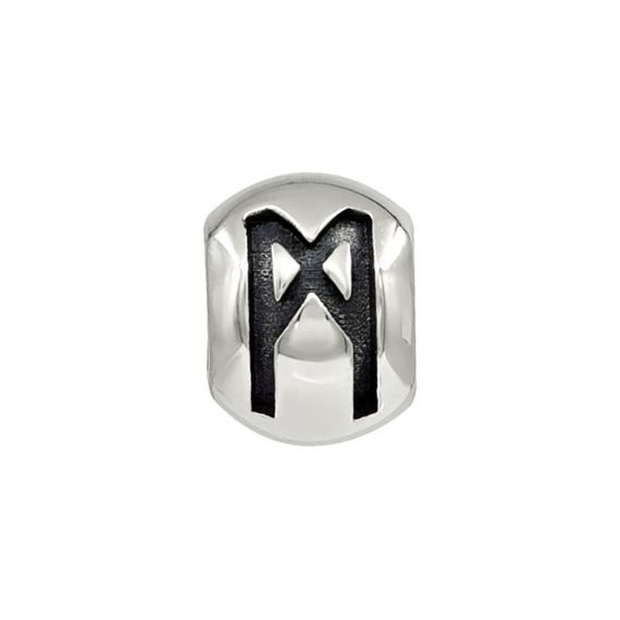 Шарм с руной Манназ - подвеска из серебра 925 пробы скандинавский оберег, вид спереди