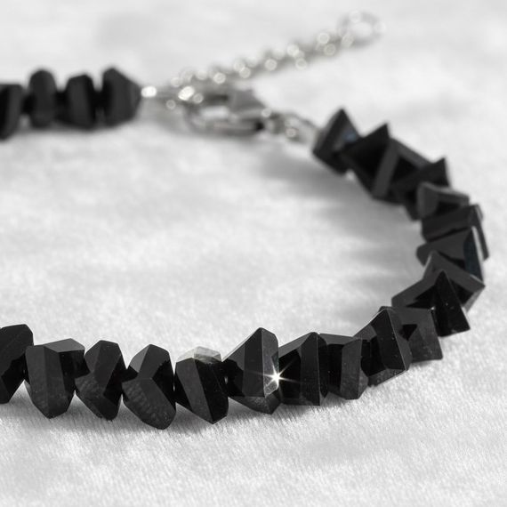 Браслет из имитации темного хрусталя 6 мм, живое фото 4