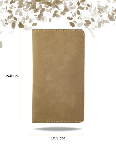 Фото функционального кошелька Классического из светло-коричневый кожи хитрый Инфографика Размеры