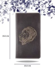 Кошелек высокий Лев синяя кожа