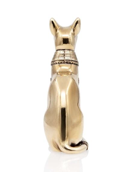 Фото кошка Бастет статуэтка из бронзы, вид сзади.