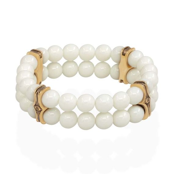 Браслет Всевидящее Око из Бронзы Двойной с керамикой 8 мм, вид 2