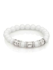 Браслет из белой ювелирной керамики с рунами Кеназ, Гебо, Лагуз - Женская привлекательность