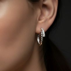 Серьги конго Точки с камнями фианитами из серебра 925