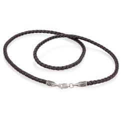 Гайтан Лоза тканевый чёрный 3 мм с замком S из серебра 925