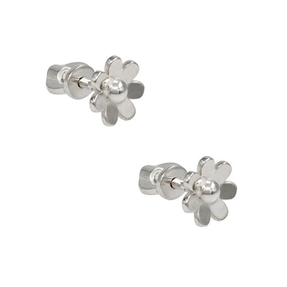 Серьги-пусеты Цветок Ромашка из серебра 925 пробы, вид 1