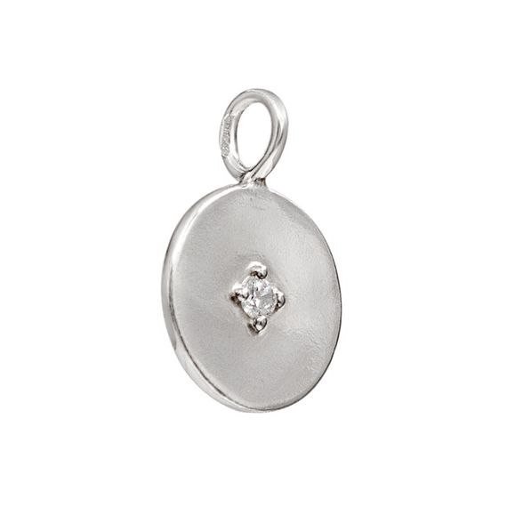 Подвеска Круг с камнем из серебра 925 пробы с фианитом, вид 2
