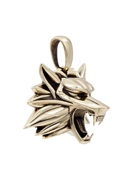 Волк бронзовая подвеска, вид сбоку.