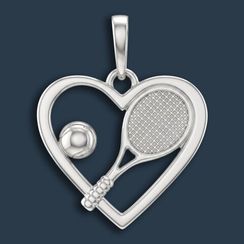 Подвеска на шею Теннисная ракетка в сердце серебро 925