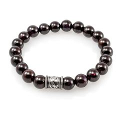 Браслет из граната с руной Кеназ из серебра - Харизма и сексуальность