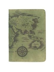 Обложка для паспорта Карта зеленый нубук